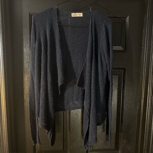 Hollister Open Front Drape Style Lightweight Semi Sheer Knit Cardigan Blue XS-S